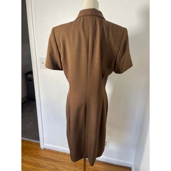 Vintage Pinup Minimalist Brown Dress LARGE - Picture 4 of 5